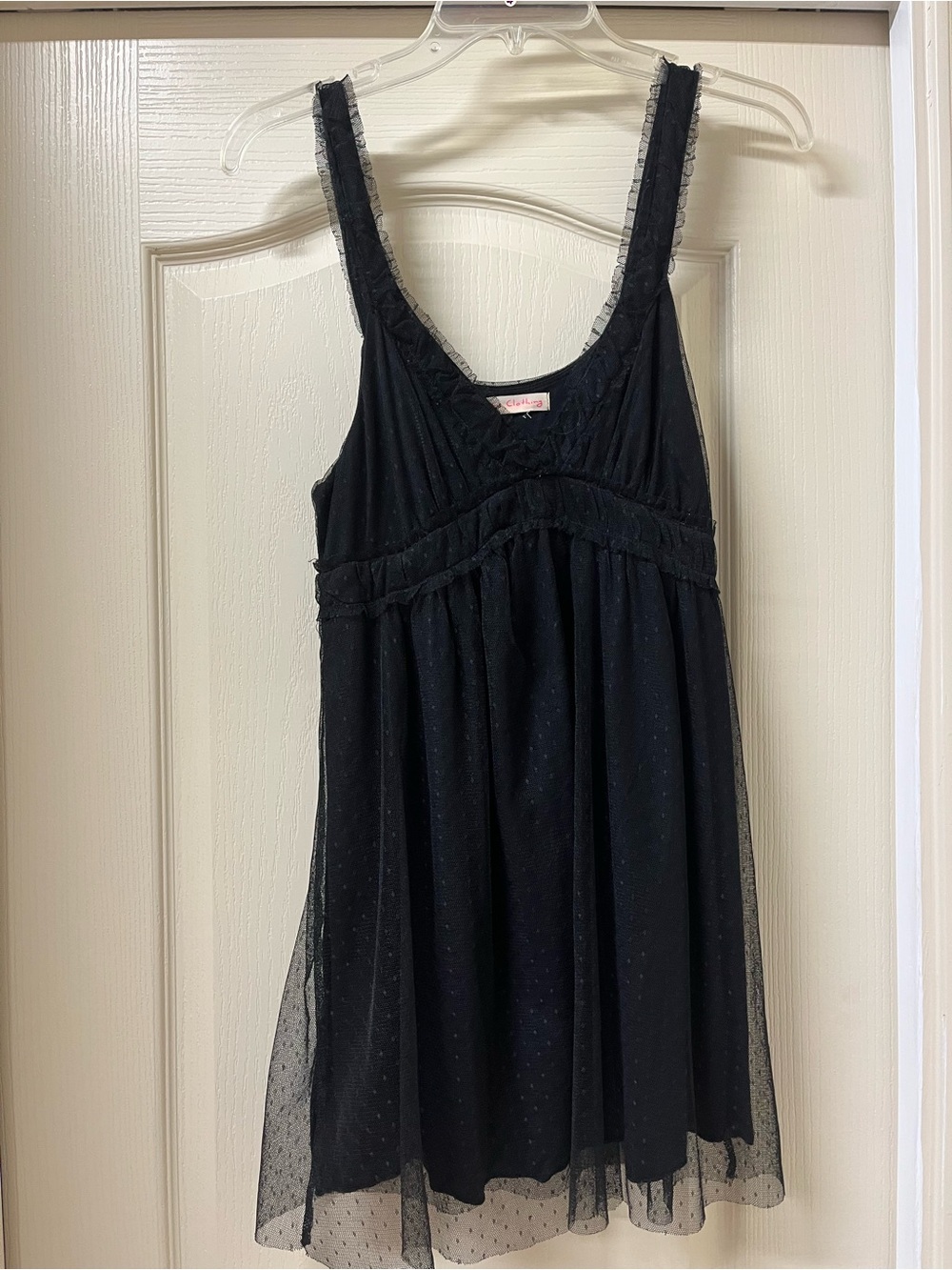 Black Sheer Mesh Overlay Dress with